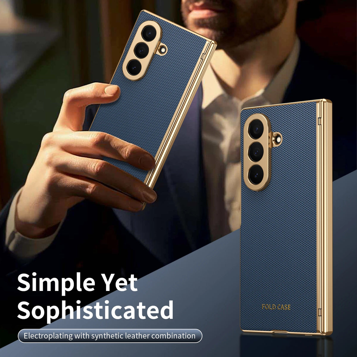 Premium Artificial PU Leather Mobile Phone Case for Samsung Galaxy Z Fold 8 7 6 5 4 with Full Cover Protection,Screen Glass Film