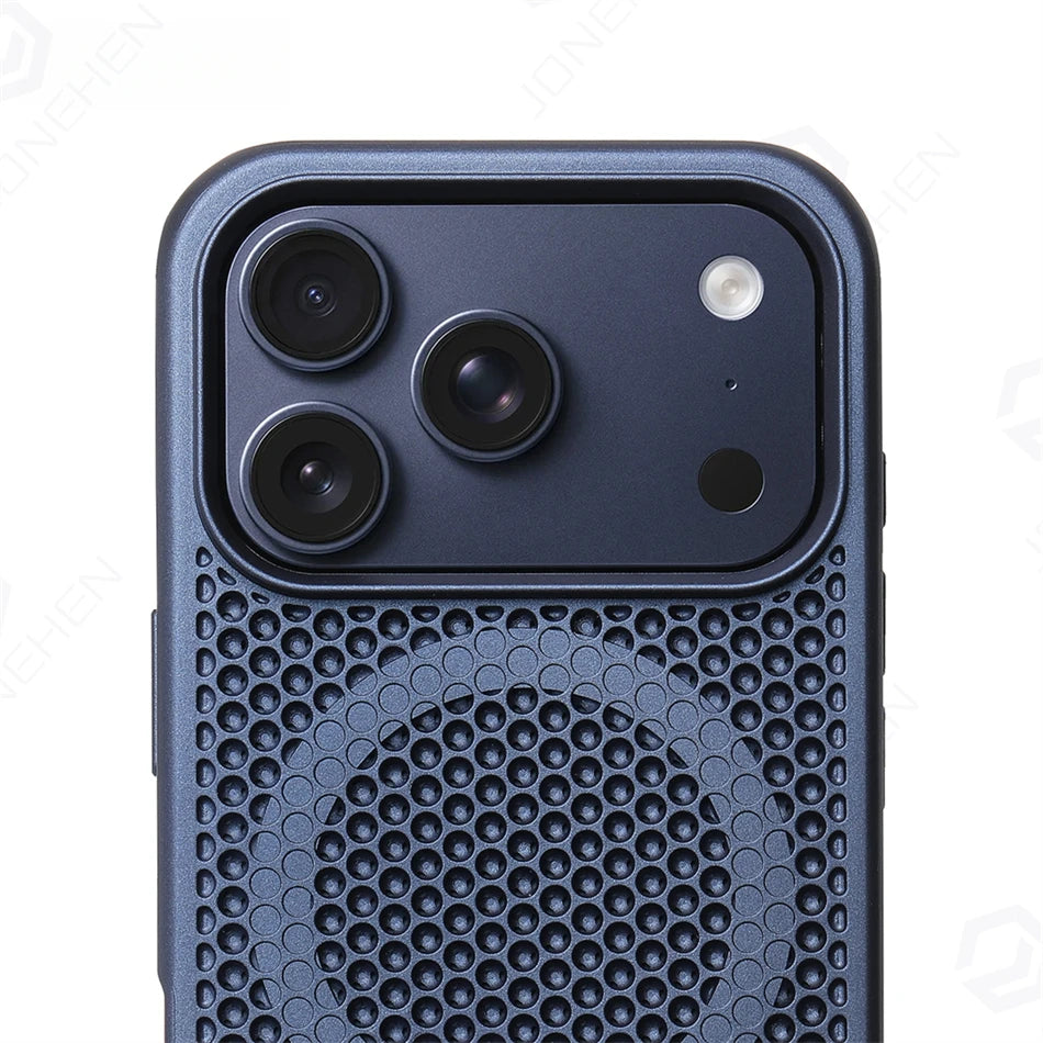 Heat Dissipation Stand Magnetic Shockproof Bumper Case For iPhone 17 Pro Max Air 16 15 14 13 12 Breathable Cover For Magsafe