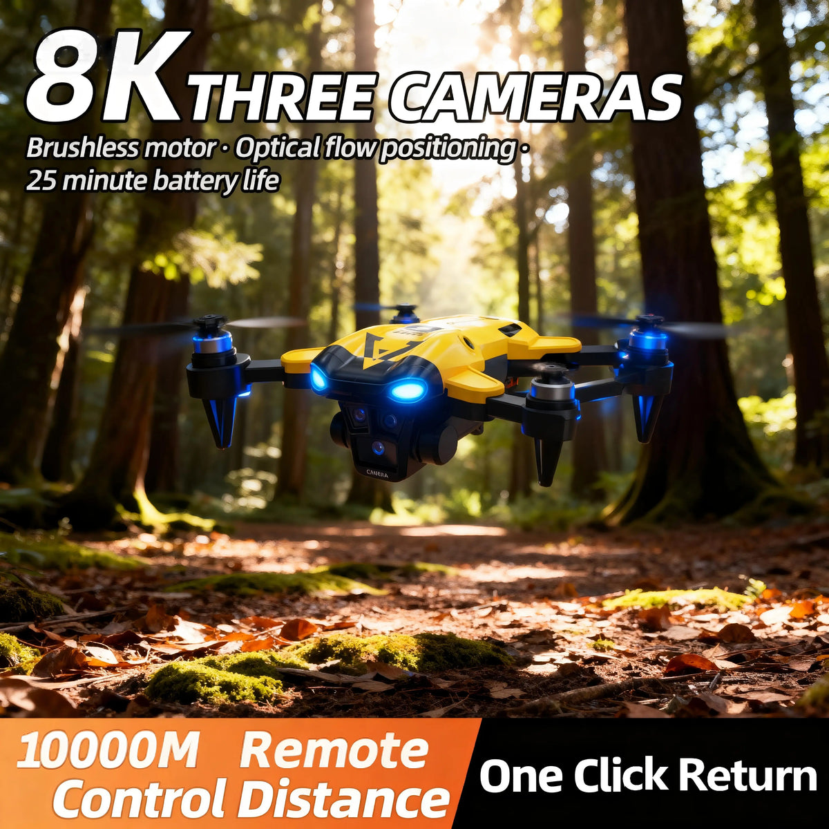 New B9 Pro RC Drone 4K 1080P Wide Angle Dual HD Camera Foldable Quadcopter WiFi FPV Altitude Hold, Long Endurance Drone - Equipped With Optical Flow Positioning And Dual High-definition Cameras, It Is The Perfect Gift For A