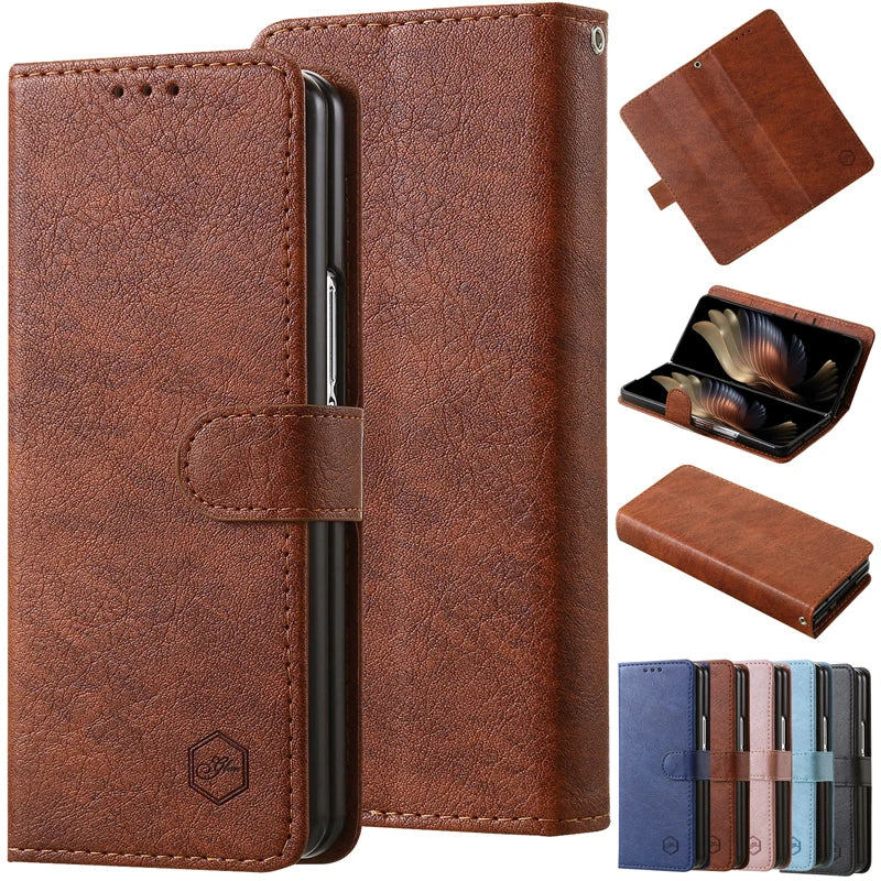 Wallet Phone Case For Samsung Galaxy Z Fold7 Card Holder Stand Shockproof Cloudy PU Leather Cover For Z Fold 6 5 3 4 Funda