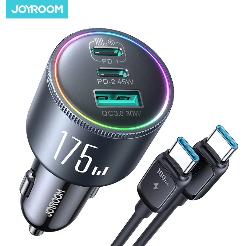 Joyroom 175W Car Charger PD 3.0 100W Super Fast Charging USB C Car Phone Adapter for MacBook Pro iPhone 17 Samsung Galaxy S25 24