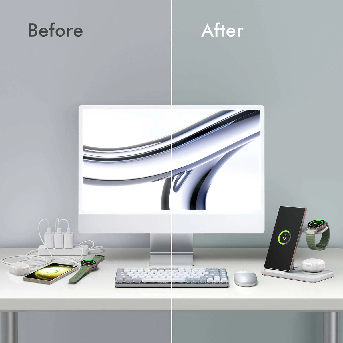 Foldable 3 in 1 Wireless Charger Stand For Samsung S25 S24 S23 S22 Galaxy Watch 8 7 6 5 4 3 Buds3 Pro/Buds Fast Charging Station