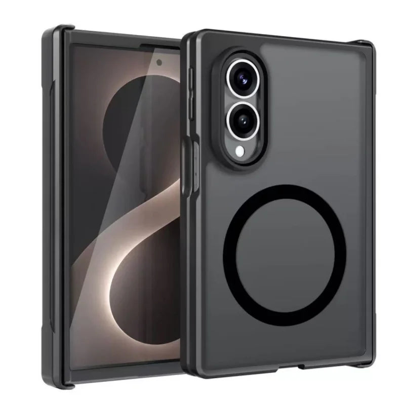 For Magsafe Case For Samsung Galaxy Z Fold 8 Ultra Fold 7 6 5 4 Z Flip 8 7 6 5 4 Translucent Matte Hinge Folding Magnetic Cover