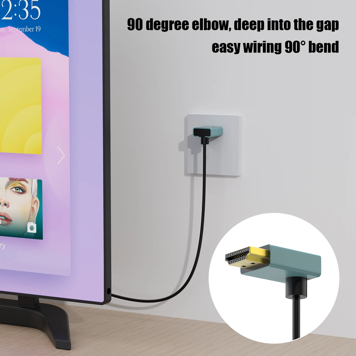 MOSHOU Ultra Thin 8K HDMI 2.1 90 Degree Down Angle Cable Flexible Slim High Speed Cord Support 4K@120Hz 8K@60Hz for TV HDTV PS5