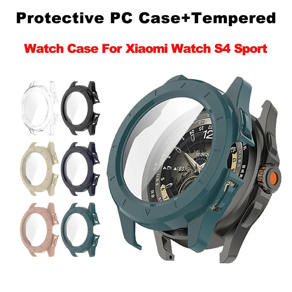 Tempered Glass + PC Case For Xiaomi Watch S4 Sport Full Screen Protector Bumper Cover Xiaomi Watch S4 Sport Smart Accessories