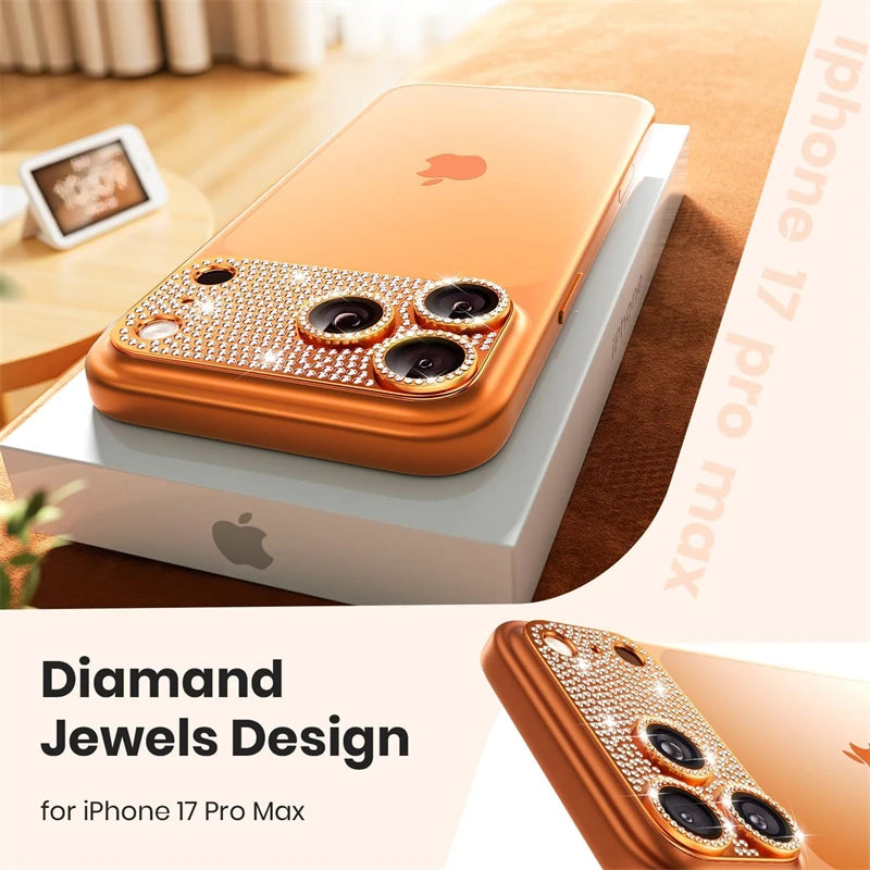 Luxury Bling Diamond Metal Camera Lens Protector for IPhone 17 Air 16 15 14 13 Pro Max Plus Ziai 16Pro 17Pro Glass Full Cover