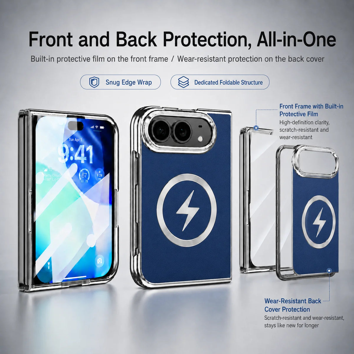 For Apple iPhone Duo case, comes with front screen protector, raised camera to prevent scratches, lightning pattern design