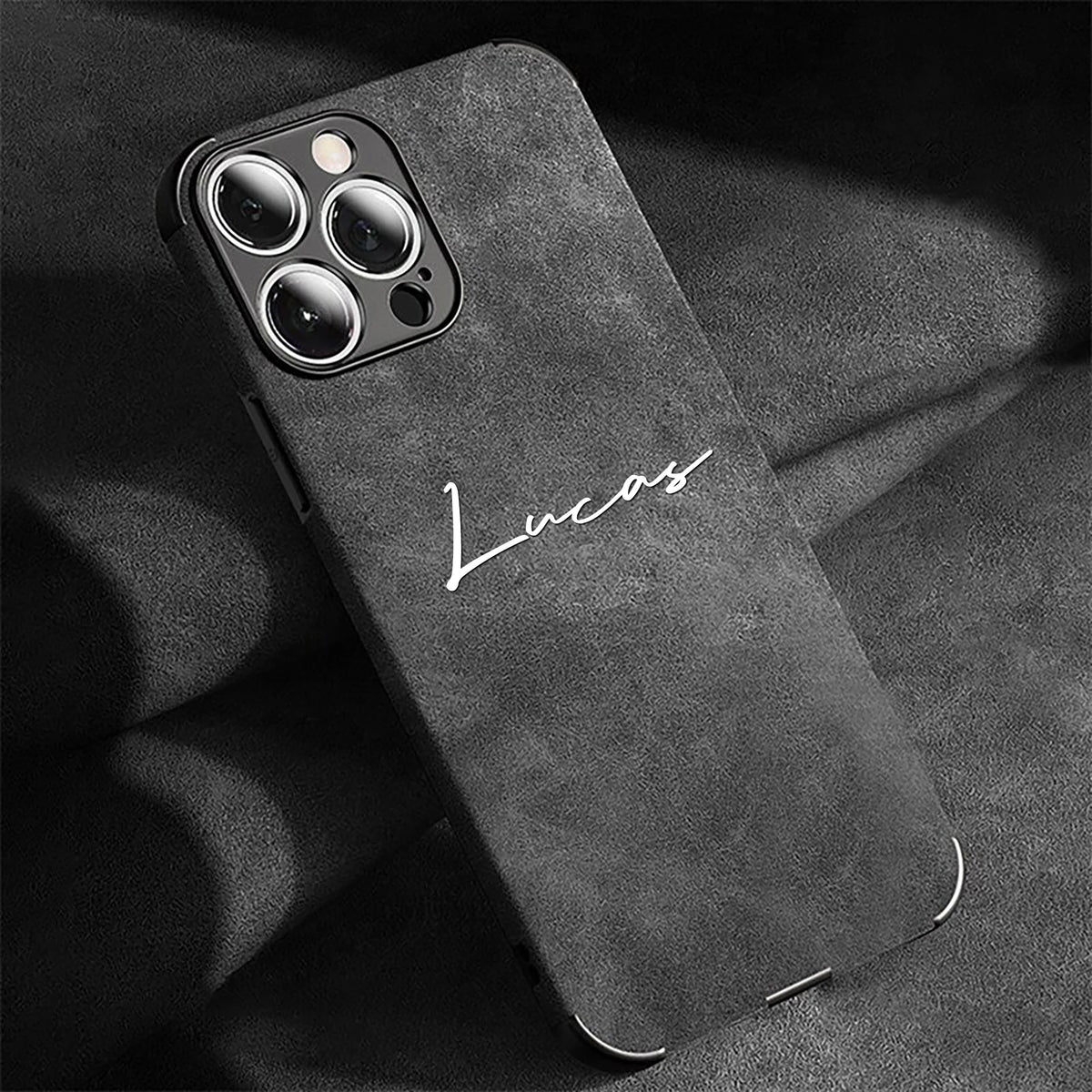 Custom Name Full-cover Phone Case for iphone 18 17 16 15 14 13 12 11 Pro Max Plus Lamskin Leather Soft Shockproof Cover