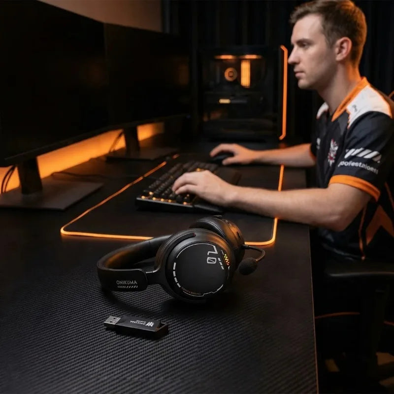 ONIKUMA GT886 Gaming Headset Tri Mode Bluetooth 2.4G Wireless Wired Low Latency Detachable Mic 60H Playtime For PC PS5 Switch