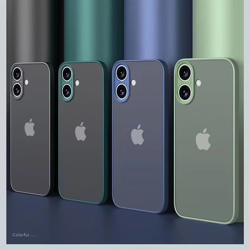 Luxury Armor Bumper Shockproof Case For iPhone 17 16 15 14 Plus 11 12 13 Mini Pro XR X Xs Max 17 Air Silicone Hard PC Cover Case