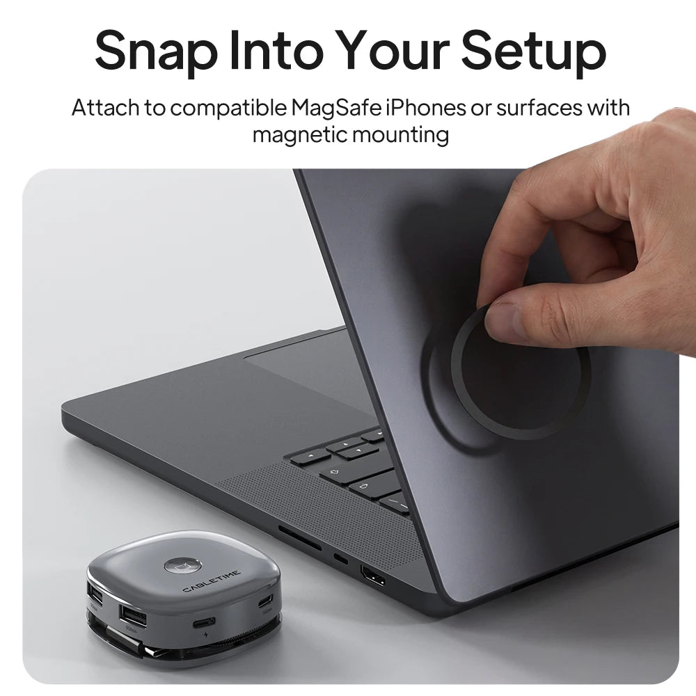 CABLETIME USB C Hub Magnetic Hub 7 in 1 4K@60Hz 5Gbps Resolution Fast Data Transmission SD/TF 3.0 for Laptop iPhone 17 Pro