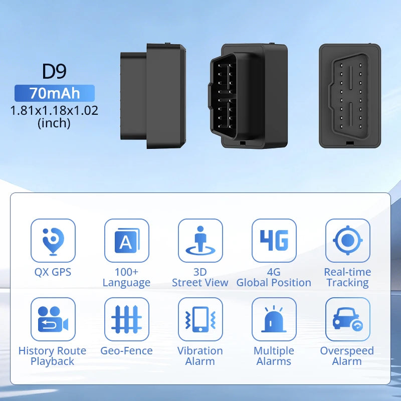 4G Mini OBD II GPS Car Tracker Builtin Battery 16PIN Interface Device for Car Vehicle with Online Tracking APP