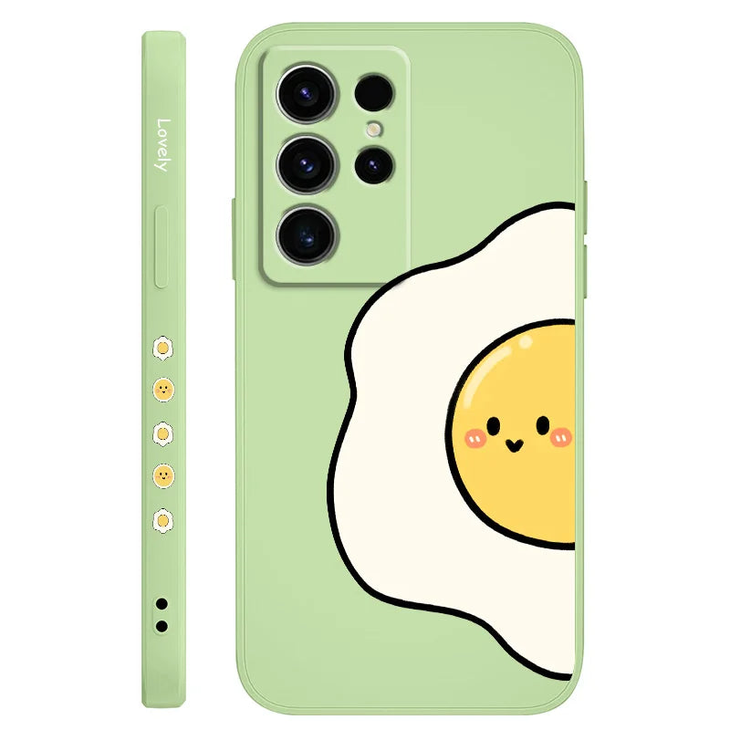 Tomato And Egg Phone Case For Samsung Galaxy S25 S24 S23 S22 S21 S20 S10 S10E Ultra Plus FE Note 20 Ultra Plus Cover