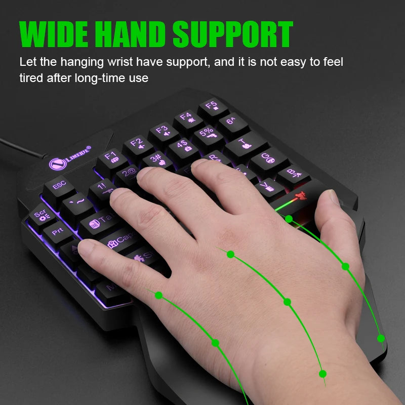 35keys One Handedly Single Hand Mini Gaming Keyboard Usb Ultra-slim Wired Backlight Keyboard for Laptop Desktop PC Smartphone