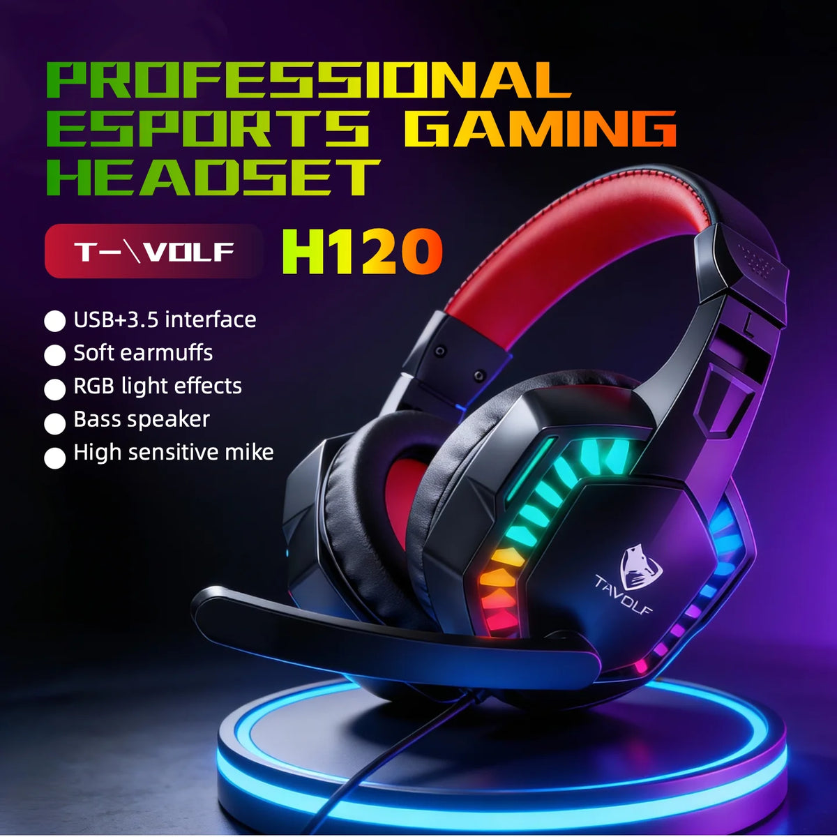 RGB Gaming Keyboard Mouse Headset Combo Wired USB 3.5mm LED Backlit Round Keycaps Gaming Set for PC Laptop PS4 Xbox Gaming Setup Back to School Gamer Gift