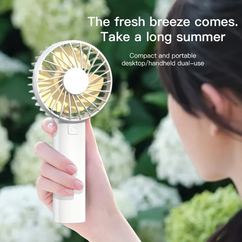 USB Mini Strong Wind Handheld Fan Portable Quiet Rechargeable Desktop Air Cooler with Phone Holder Cooling Fan Outdoor Travel
