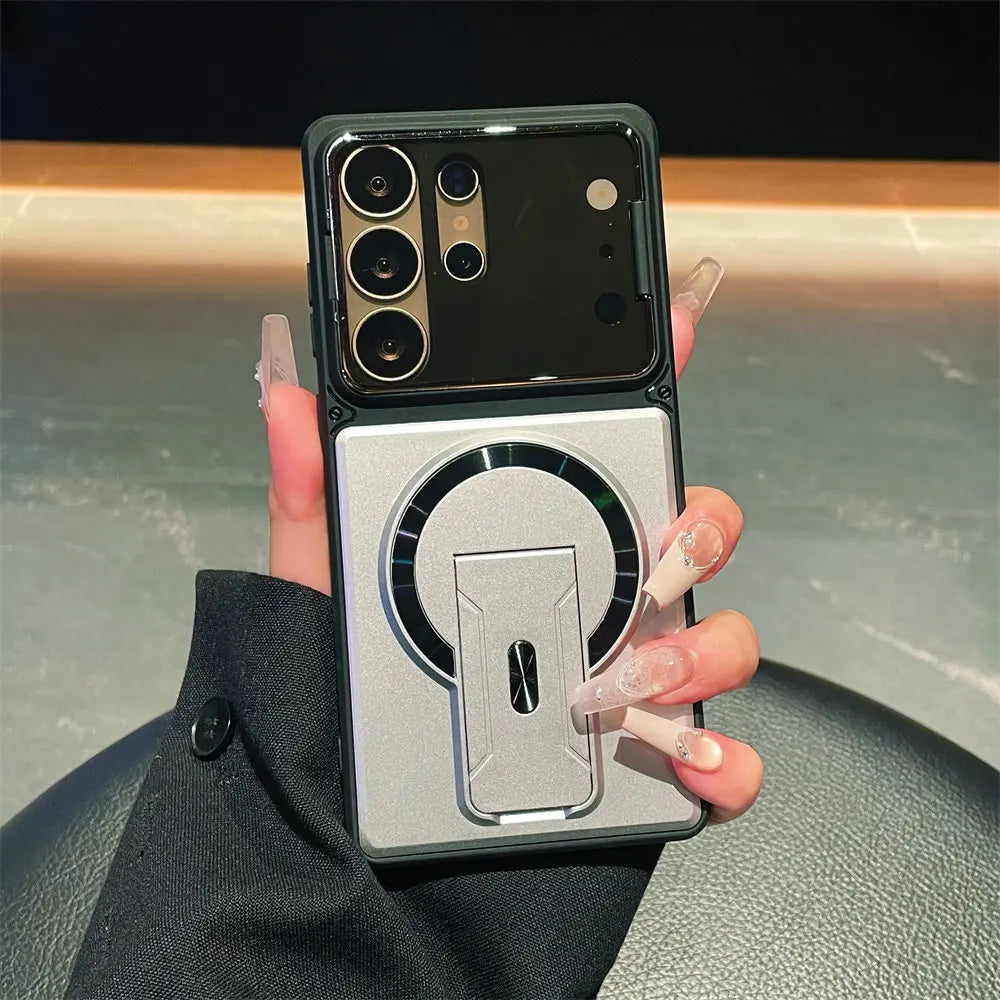 Luxury Invisible Kickstand Magnetic Case for Samsung Galaxy S26 S25 S24 S23 Ultra A57 A56 A37 A36 A17 A16 Lens Protection Cover