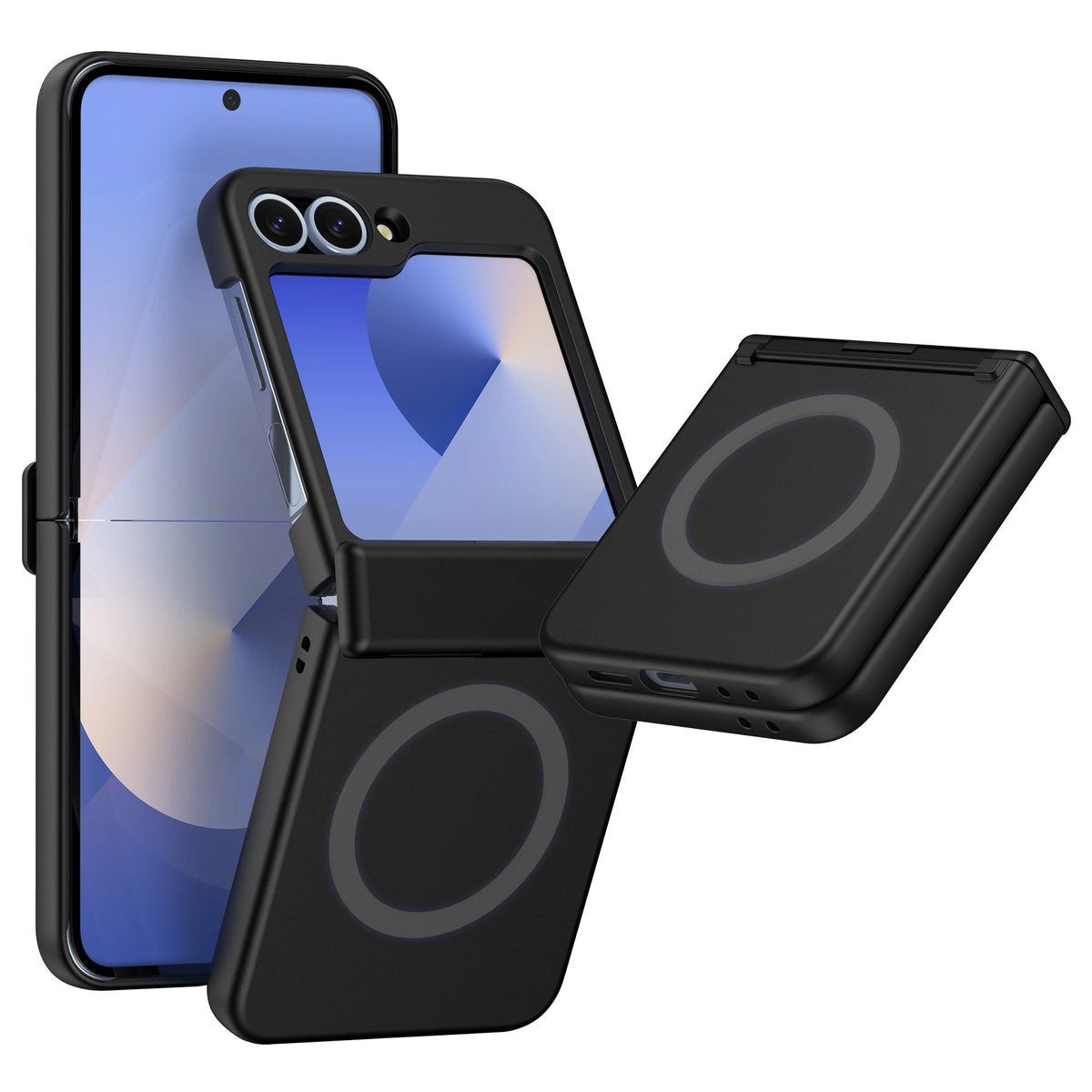 Luxury Original Phone Case For Samsung Galaxy Z Flip 7 8 6 5 4 3For Magsafe Wireless Charge Ring Magnetic Shockproof Hinge Cover