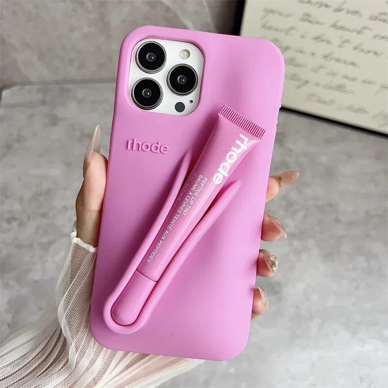 Hot Brand Lemontini Phone Case for IPhone 11 12 13 14 15 16 Pro Max Plus 17 Air Makeup Lip Gloss Silicone Cover with Lip Glaze