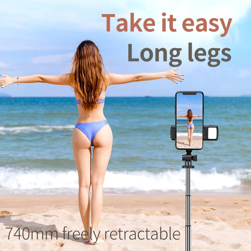 FGCLSY New Tripod for Smartphone Camera, Stand with Bluetooth Shutter and Light, Wireless Selfie Stick Brackets with Phone Holde