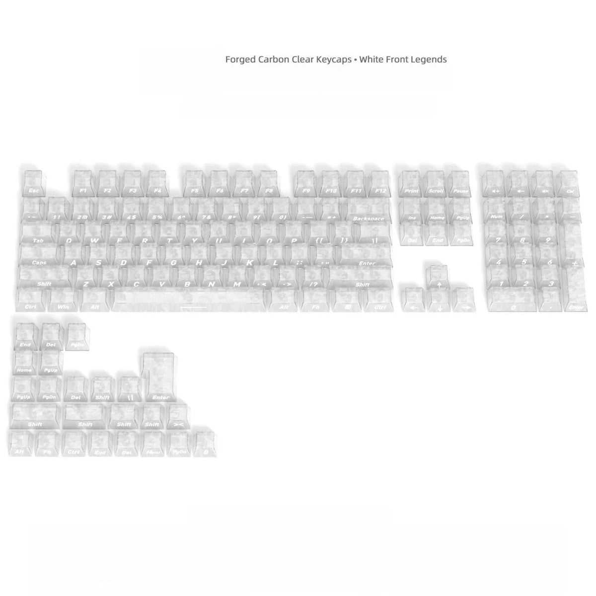 Letter Drive 2026 Forged Carbon Fiber Transparent Keycaps 132 Keys Cherry Profile RGB Backlit Key Cap For Mechanical Keyboard
