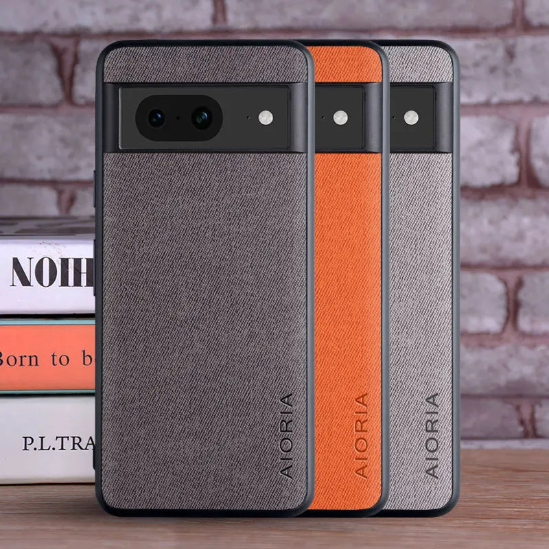 Luxury Textile Leather Case for Google Pixel 8 Pro 7 7A 6 6A 5 5A 4 XL 4A 5G Soft TPU with Hard PC 3in1 Material Phone Cover