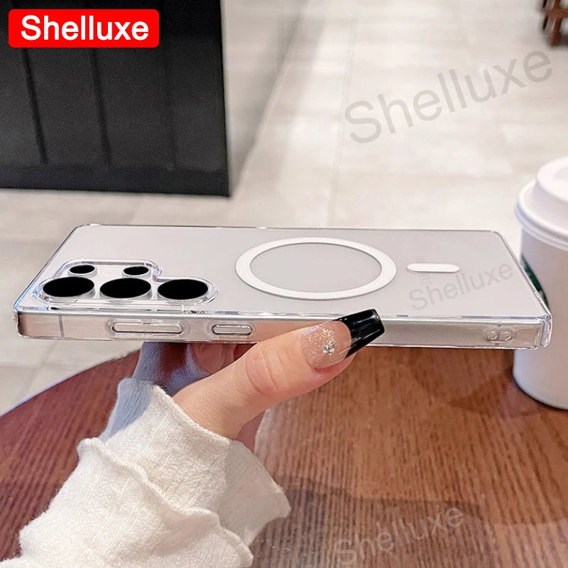 S26 Ultra Case Shelluxe Luxury Magnetic Transparent PC Hard Cover For Samsung Galaxy S26 S25 S24 Ultra S23 Plus S22 FE 5G Cases