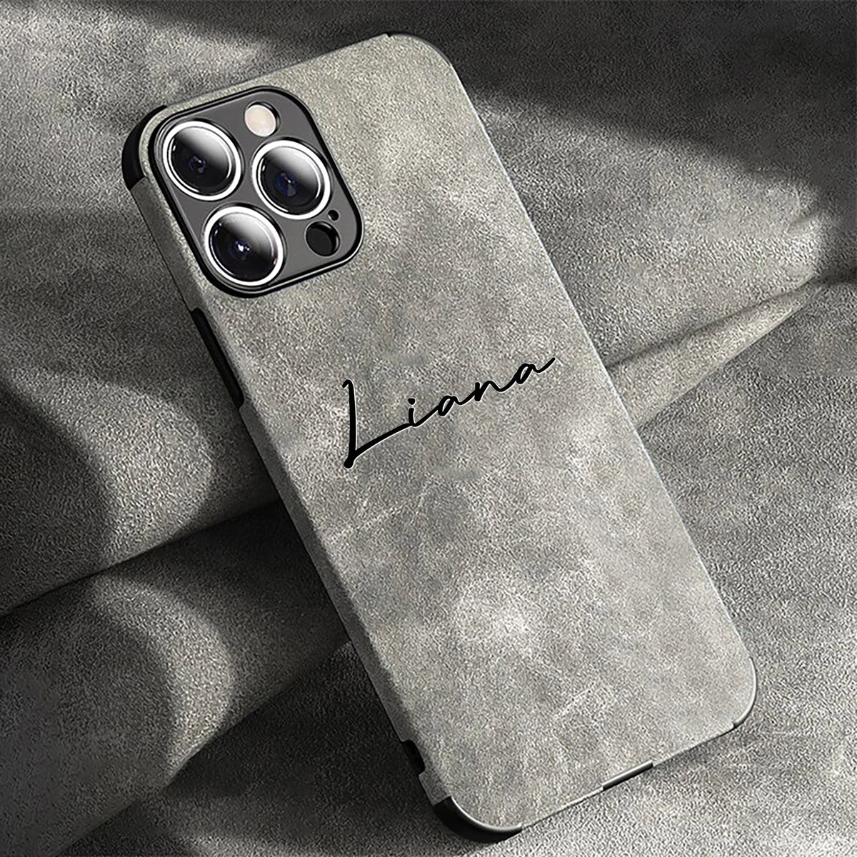 Custom Name Full-cover Phone Case for iphone 18 17 16 15 14 13 12 11 Pro Max Plus Lamskin Leather Soft Shockproof Cover