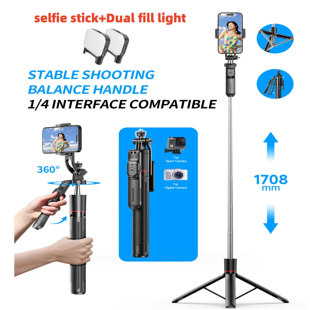 FGCLSY Telescopic Selfie Stick Tripod Monopod Stand Mobile Phone Support Wireless Gimbal Stabilizer For iPhone Android Holder