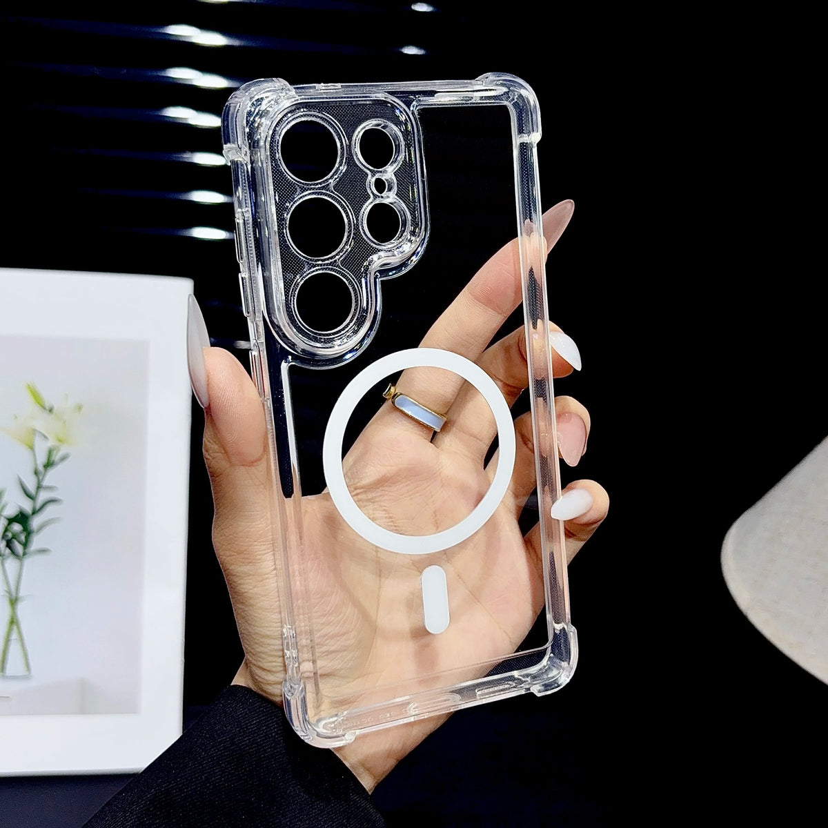For Magsafe Case Samsung Galaxy S26 S25 S24 S23 S21 S20 FE S22 Note20 Ultra 10 Plus Magnetic Transparent Shockproof Cover