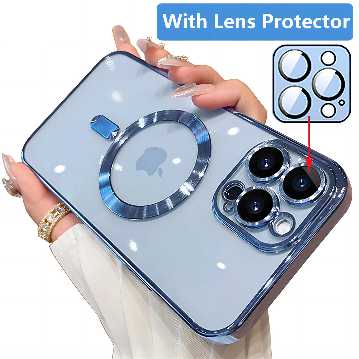 Magnetic Plating Case For iPhone 15 16 14 17 13 12 18 Pro Max Air Camera Lens Protector Glass For Magsafe Wireless Charger Cover