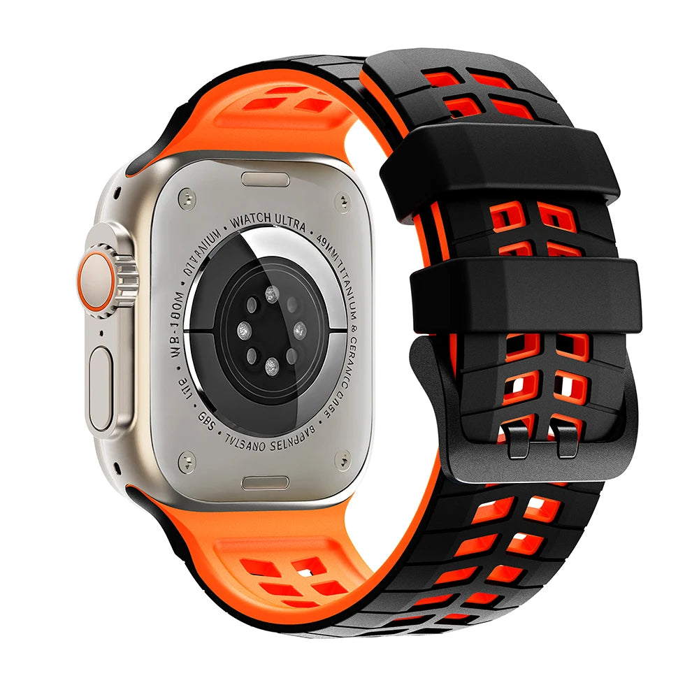 Two-tone Silicone Strap For Apple Watch Ultra 2 3 49mm Wristband For iWatch SE 5 6 7 8 9 10 11 44mm 45mm 46mm Band Bracelet