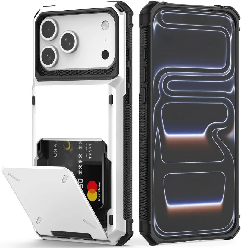 Case For iPhone 17 Pro Max 16 15 Pro Max 14 13 12 11 Heavy Duty Wallet Hidden Flip Slot Protective Hard Back Covers Coque Fundas
