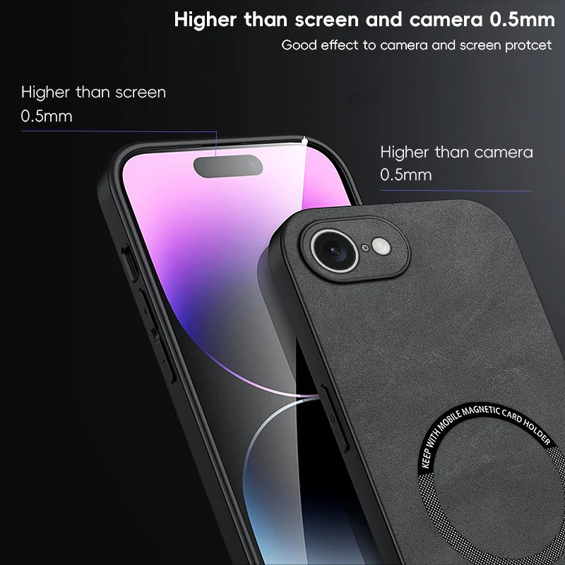 Magnetic Retro Leather Soft Case For iPhone 16E 17E iPhone16E iPhone17E 5G Wireless Charging Phone Case Cover