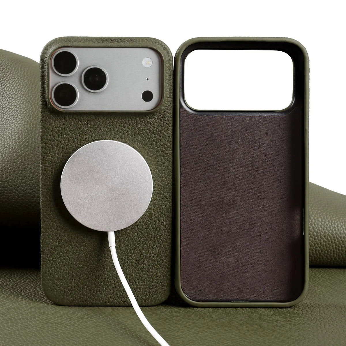 Litchi Genuine Leather Case for iPhone 17 Pro Max 16 15 14 13 12 11 For Magsafe Luxury Genuine Leather Handmade Phone Cover