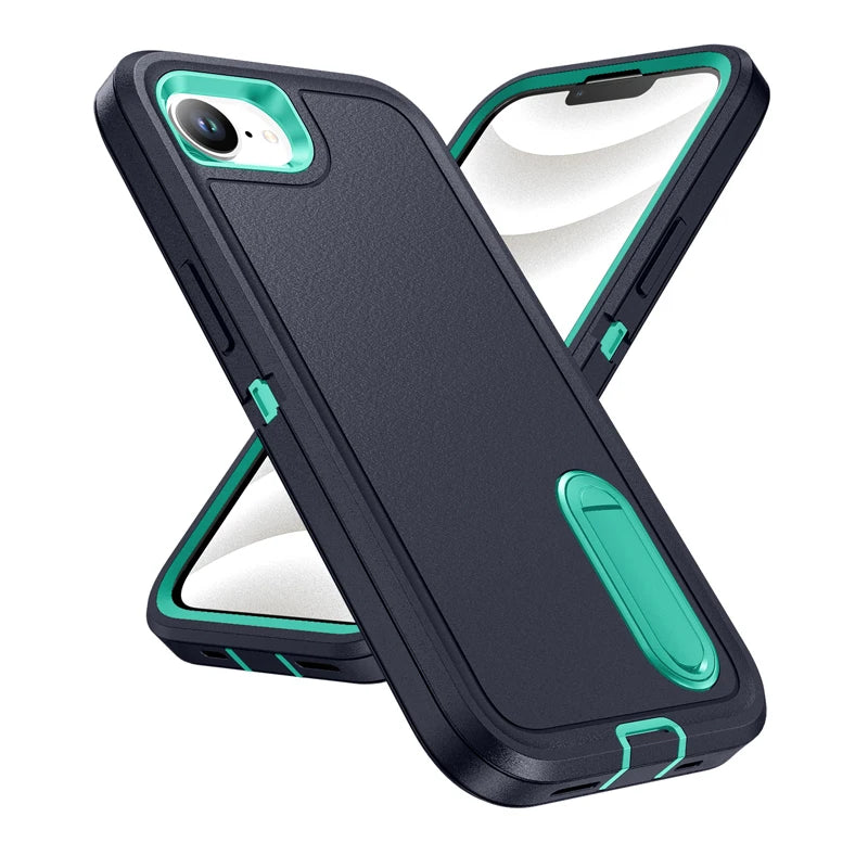 For iPhone 17E 16e Case ELVEV Luxury Soft Silicone Anti-fall + Hard PC Bumper Camera Protection Cover with Stand For 16E 17e