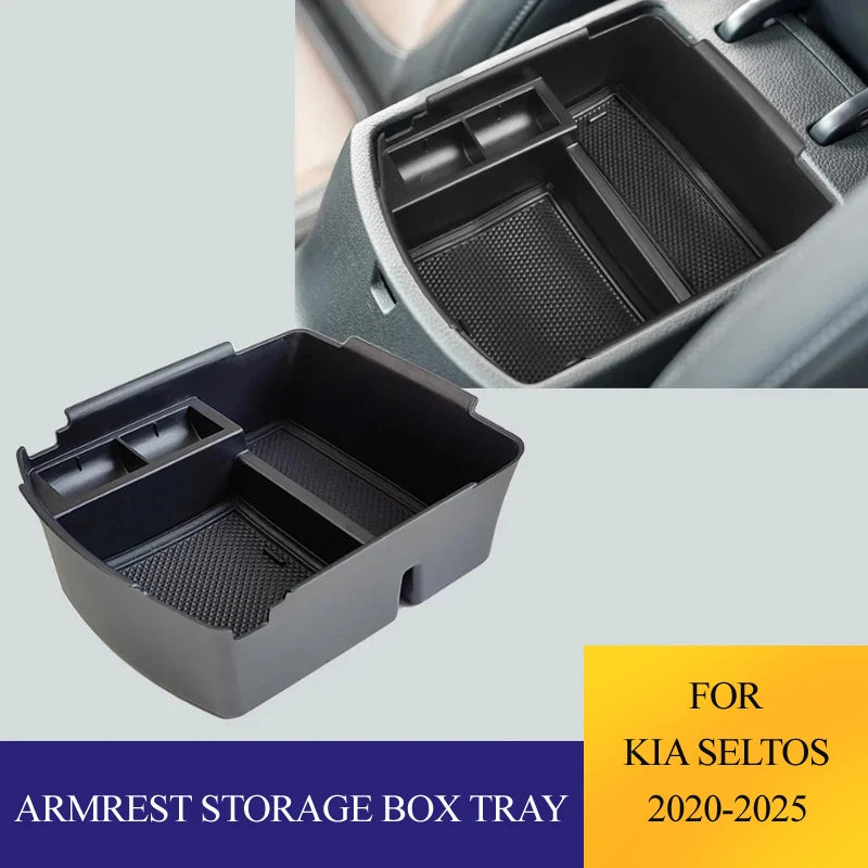 Car Armrest Storage Box For Kia Seltos 2020-2025 Central Console Glove Organizer Tray Car Interior Accessories