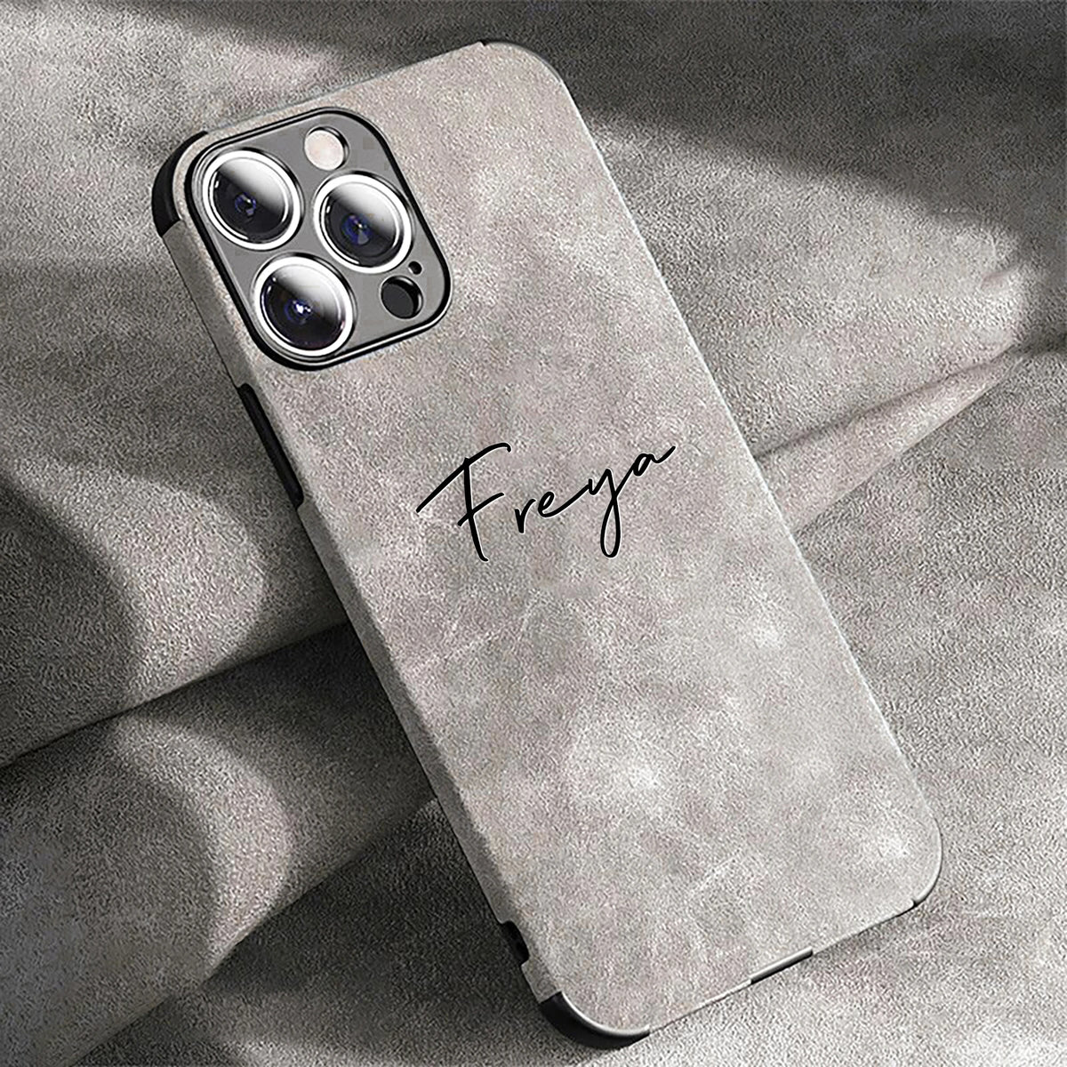 Custom Name Full-cover Phone Case for iphone 18 17 16 15 14 13 12 11 Pro Max Plus Lamskin Leather Soft Shockproof Cover