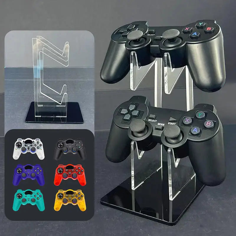 Universal 2-Tier Gaming Controller And Headphone Stand Sturdy Desktop Organizer Clear Acrylic Gamepad Display Holder