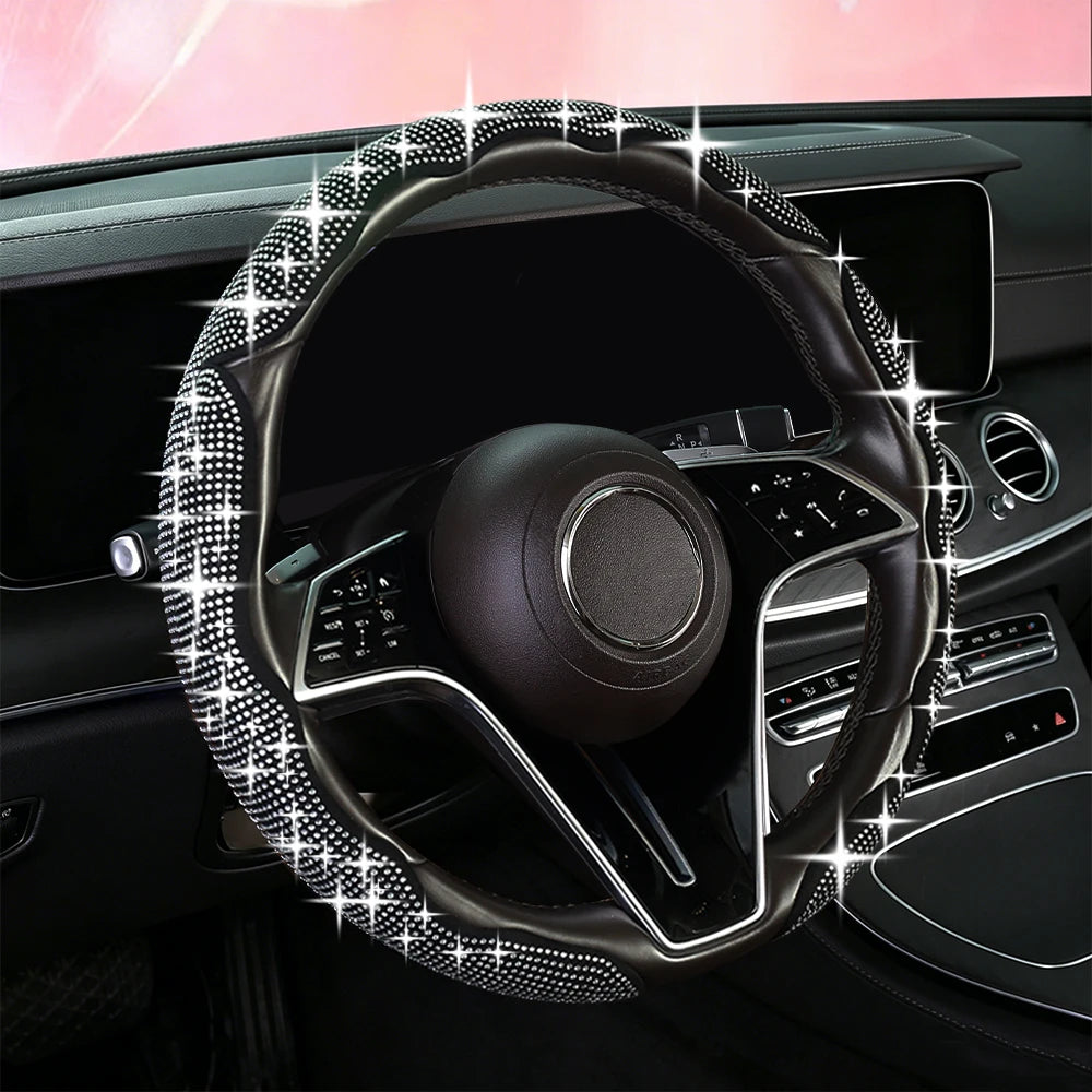 Fashion with Diamond Car Universal 38cm Steering Wheel Cover Colorful Bronzing Diamond BlingBling Steering Wheel Accessories