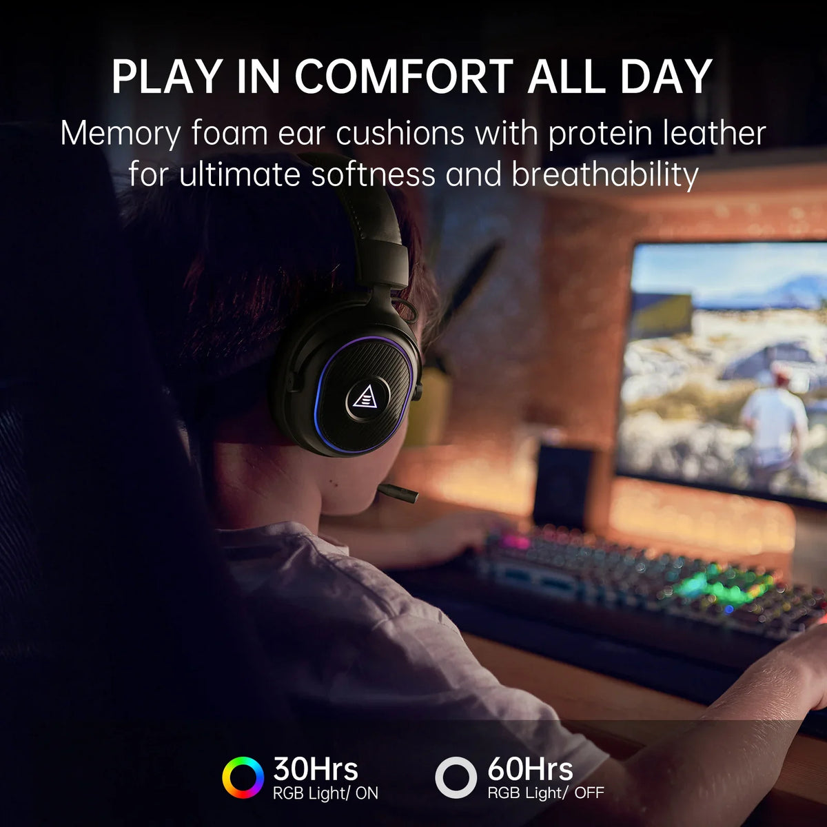 Oneodio EKSA MaKo BT Bluetooth Gaming Headset Over Ear 2.4GHz Wireless Headphones Gamer 20ms Low Latency With Mic for PC/PS4/PS5