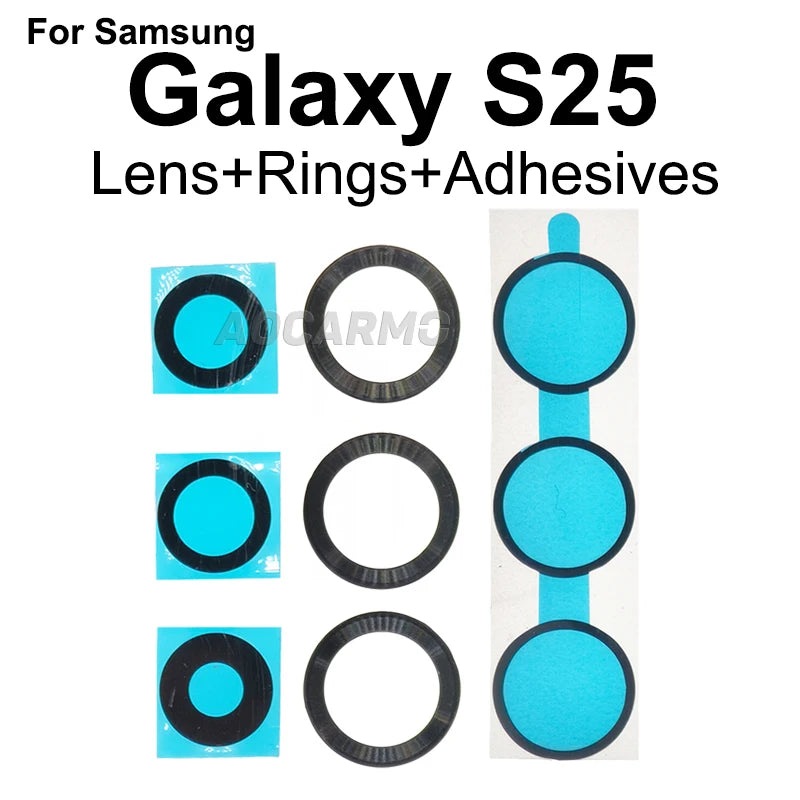 Aocarmo For Samsung Galaxy S25 SM-S9310/S931U/S931B Rear Back Camera Lens Glass Metal Ring Frame With Adhesive Repair Part