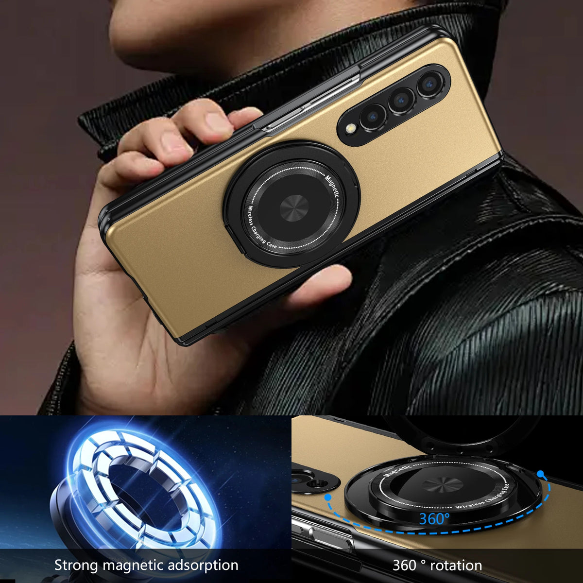 Folding Ring Holder Full Coverage Case for Samsung Galaxy Z Fold 8 Ultra 5G Fold8 Fold7 Fold 7 6 5 4 3 Fold6 Fold5 Fold4 Fold3