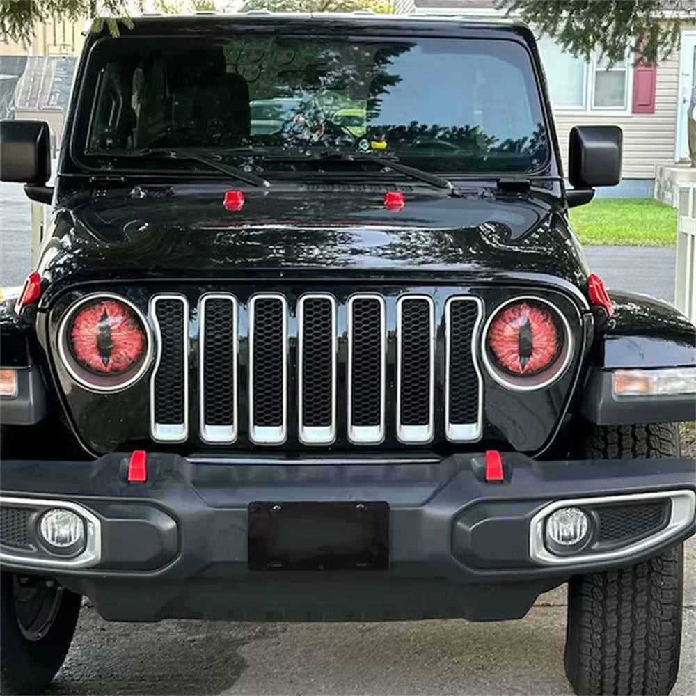 2PCS Beast Eyes Headlight Decals For Wrangler Animal Eye Jeep Car Light Stickers Car Body Styling Decoration Accessories 20*20CM