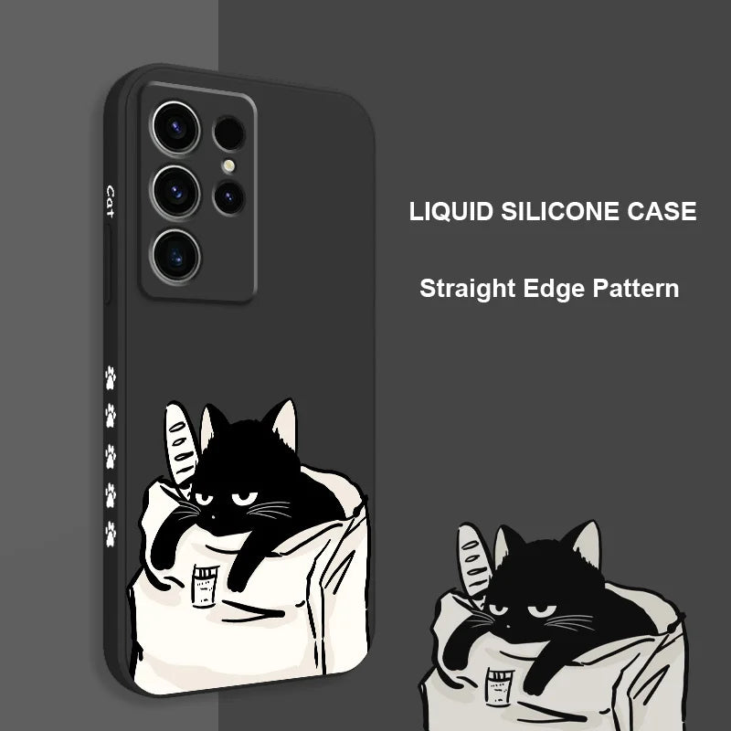 Bread Cat Phone Case For Samsung Galaxy S25 S24 S23 S22 S21 S20 S10 S10E Ultra Plus FE Note 20 Ultra 10 9 Plus Cover