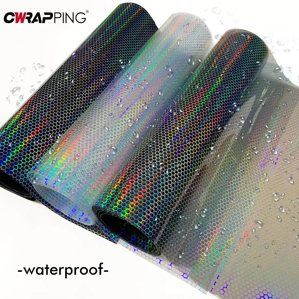 CarHeadlights Taillight Laser Honeycomb Lamp Vinyl Wrap Fog Light Taillight Stickers Automobile Headlight Tint Waterproof Films