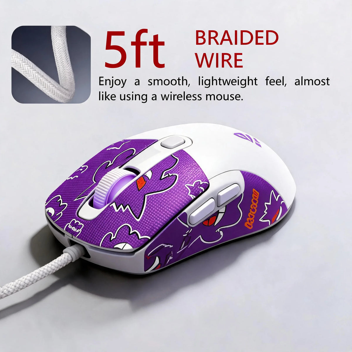 RGB Gaming Mouse Wired 6D Programmable Buttons Ergonomic Gamer Mouse 4 Levels DPI Adjustable Computer Mouse USB Wired Mouse Breathing Light Gaming Mice 1.5m Cable for PC Laptop E-sports Mouse Purple