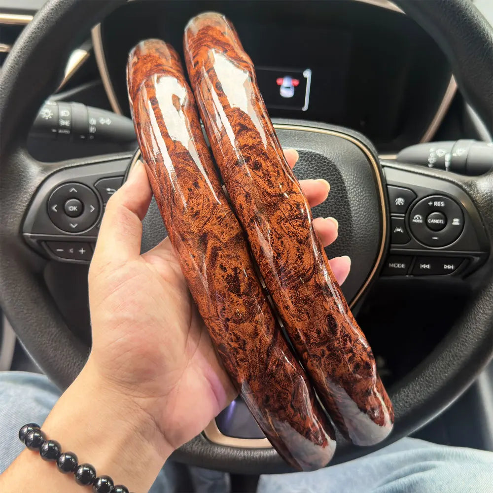 2PCS Universal Round Car Steering Wheel Cover Winter Fur Warm Carbon Fiber Leather Anti-slip Protective Case Luxury Accessories