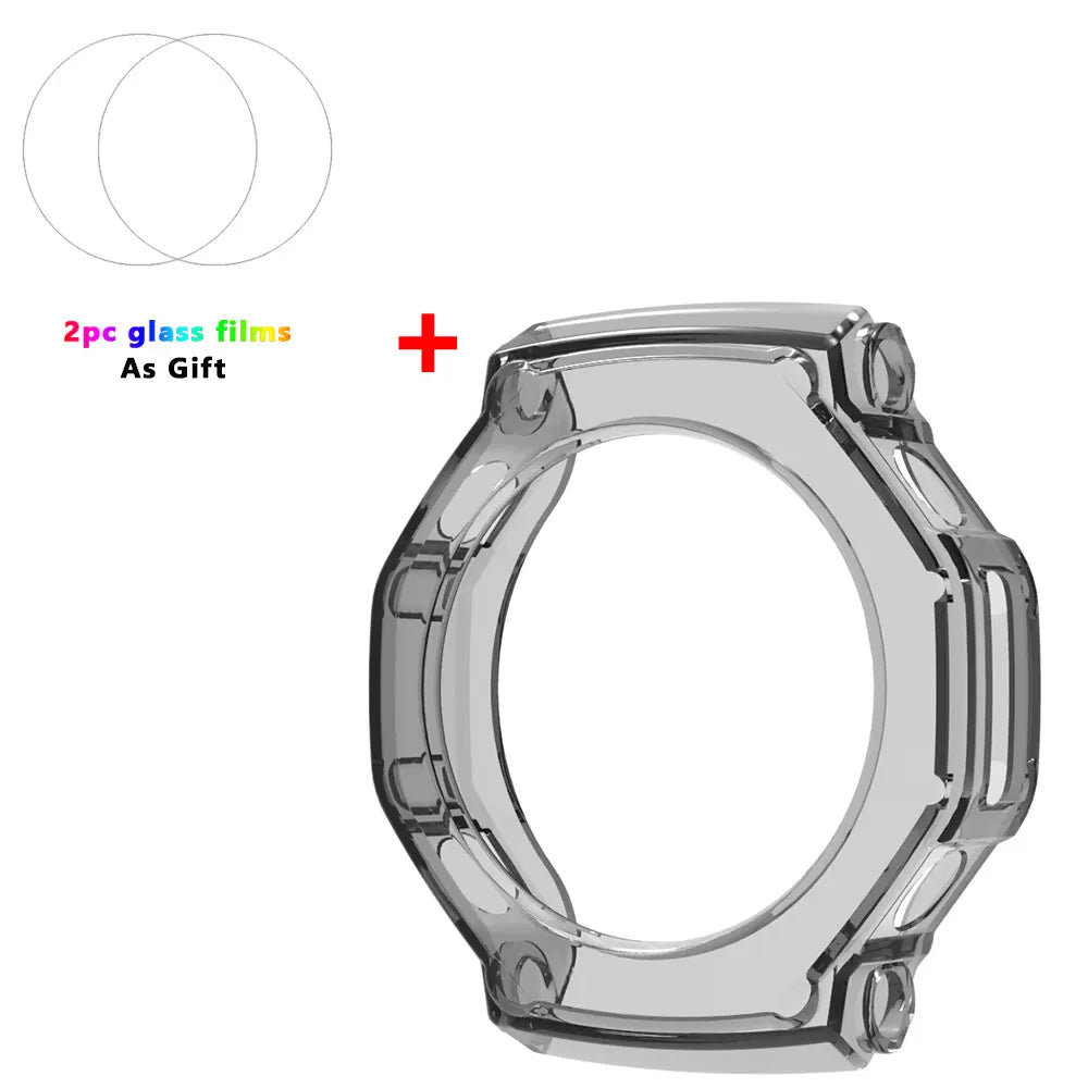 2-in-1 Protective Case + Screen Protector Glass for Amazfit T Rex 3 TRex 3 Smart Watch Bumper Protective Cover Tempered Glass