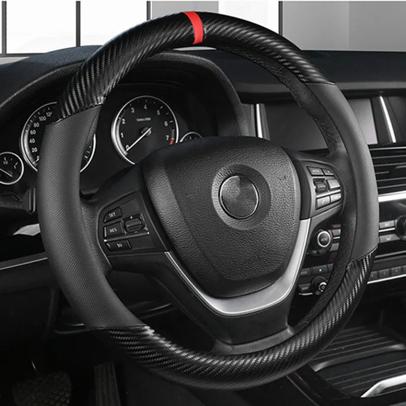 Universal D Shape Car Steering Wheel Cover Breathable Anti Slip Car Decoration Suitable 37-38cm Steering Wheel Cover Accessories